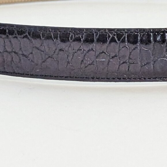 Vintage Carolee Leather Belt Gold Silver Tone Buckle Croc Metal Jeweled - Picture 9 of 10